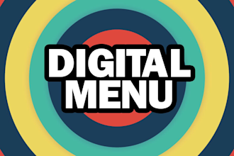 design a digital menu, digital screen, menu board, or animated menu