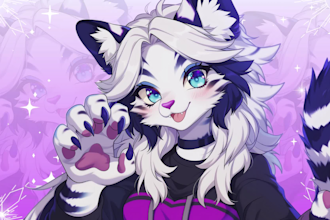 draw furry or fursona art, original furry character in anime style