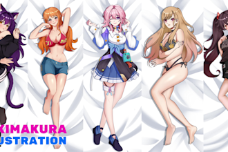 draw custom dakimakura body pillow for your oc anime style