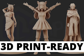 sculpt custom stylized 3d printable character fanart or oc