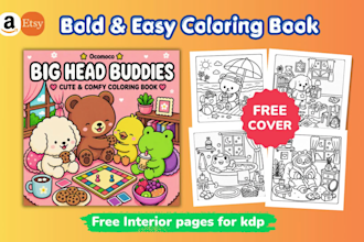 draw cozy bold and easy coloring book pages kids and adults etsy KDP