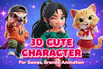 design stylized cute 3d character models, animal, mascot using blender