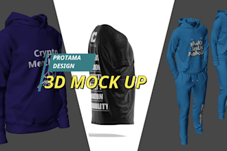 do premium 3d mockups for hoodie, tshirt, and clothes