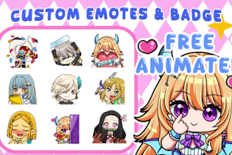 create chibi emotes, animated emotes, and badges for twitch or discord stream