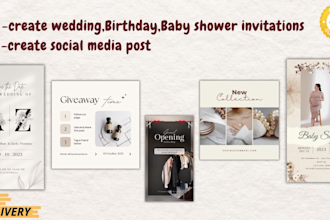 create invitation birthday ,wedding ,baby shower and social media post