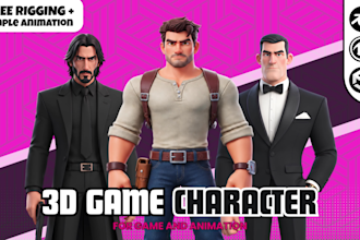 create 3d game character and stylized character modeling, rigging and animation