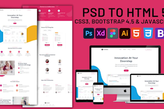 convert psd to html responsive website figma to html xd to html css bootstrap