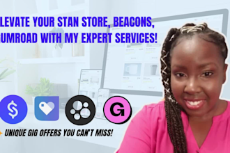 setup landing page or beacons ai, gumroad, stan store social media