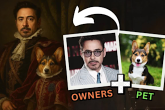 create a stunning royal portrait of you and your pet