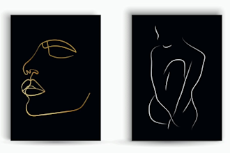 make woman one line and abstract art