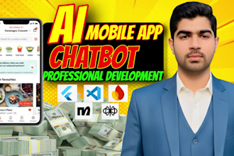 develop ai mobile app, flutter app, ios android app, ai chatbot and ai web app