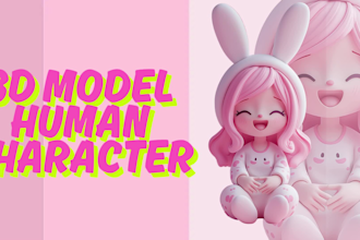 design 3d cute human mascot or chibi character in pixar cartoon style