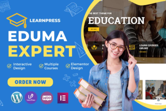 build eduma elearning lms website in wordpress
