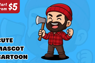 draw cute cartoon character, mascot, logo brand illustration