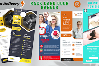 design rack card, door hanger, flyer, within 12hour