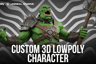 create 3d low poly character modeling for game and printing