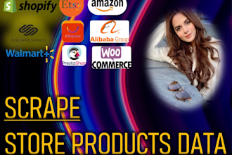 scrape store product data,listings,research from shopify,amazon,ebay,woocommerce
