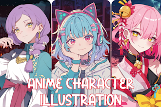 draw anime illustration art, oc draw, or character design