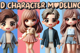 design 3d cute character, animal, mascot, cartoon character for 3d print or game