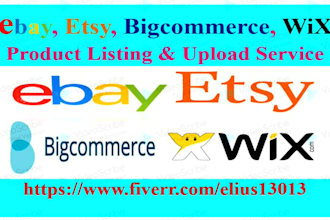 do product listing, upload or add products to ebay, etsy, bigcommerce, wix store