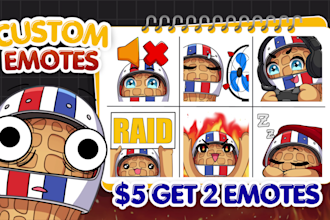 draw custom burnt peanut style twitch emotes and animated emotes for you