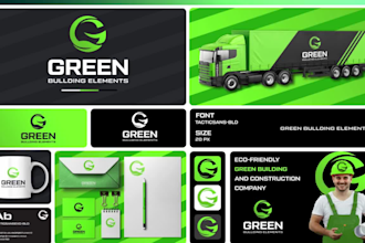 create minimal brand logo, brand corporate identity, brand book and branding kit