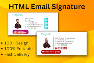 design an animated HTML email signature for you