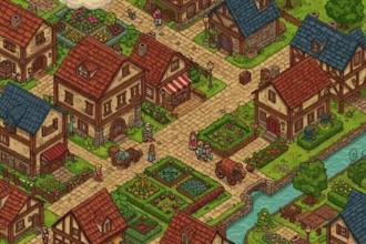 do pixel art tileset, 2d top down,pixel tilemap, indie game assets, rpg game map