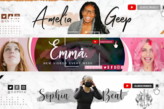 design attractive youtube banner, channel art
