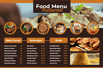 design an modern menu and digital screen menu