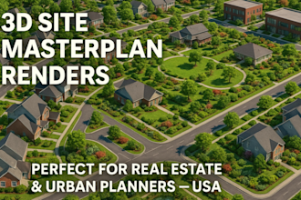 design 2d 3d master plan site plan landscape 3d rendering animation