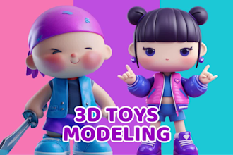 create stylized 3d toys, custom cartoon models for games and collectibles
