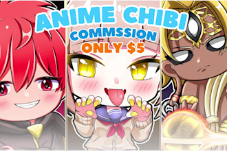 draw chibi anime art and character design for your persona, profile and stream