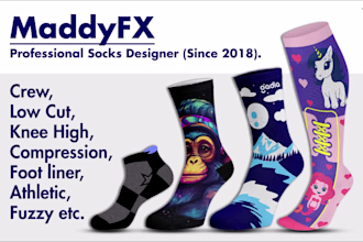 create unique beautiful socks design with realistic mockup