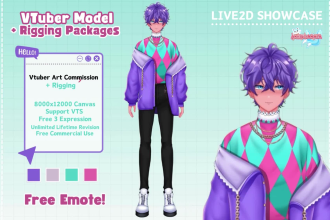 design and rigging anime style live2d vtuber model for streaming