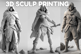 create sculpt 3d model, toys, action figure for 3d printing and rendering