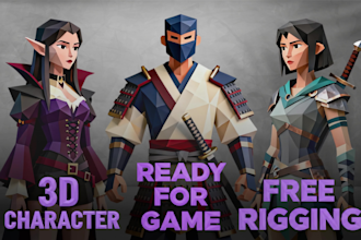 create 3d character modeling, game character, game asset