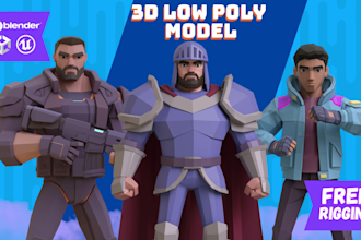create a 3d low poly game character with rigging