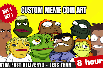 draw custom viral meme coin art character for your website and social media