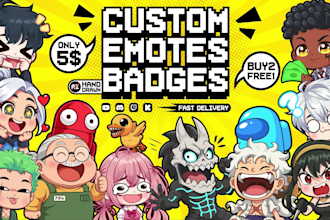 create custom chibi twitch emotes and sub badges for stream