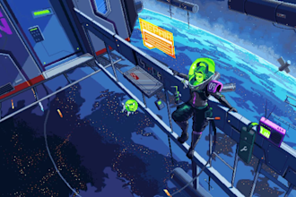 design custom pixel art background and game art animation