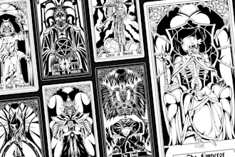 draw custom tarot card, oracle, zodiac, playing card in dark art tshirt design