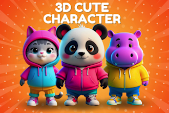 make cute 3d character modeling mascot or animal in blender cartoon style