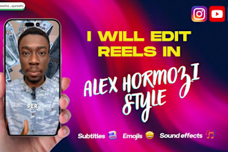 add alex hormozi style captions in insta reels, facebook reels, video