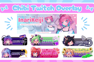 design custom chibi twitch panel, emotes and banner for your vtuber and stream