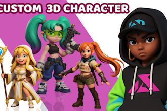 design cute 3d character, animal, mascot, and toy model using blender and zbrush