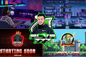 design unique cartoon, twitch mascot logo, animated obs overlay, kick yt stream