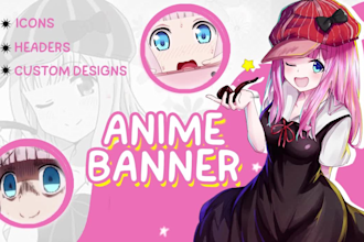 design an amazing anime banner or header youtube,kick,twitch,x,discord,animated