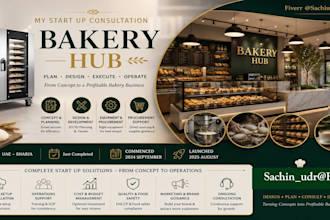 assist to startup hotels, restaurants, kitchen, bakery and bars planning