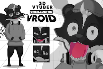create 3d character, 3d vroid, 3d vtuber, vrchat, 3d rigging for streaming